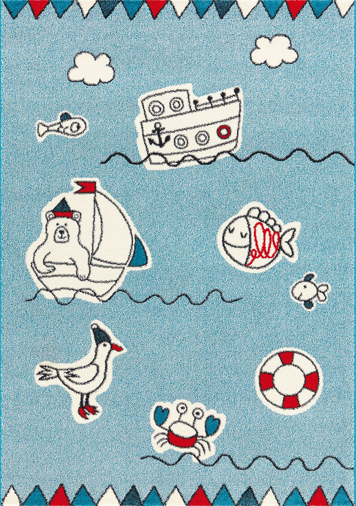 Детский ковер голубого цвета в морском стиле Move 4482-52